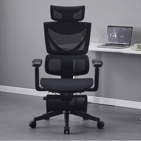 Silla de oficina ergonómica de malla negra 70,6x70,6 cm ajustable - CHICFURN (1/5)