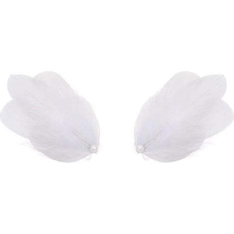 paire d'épingles à cheveux de mariée, ornées de plumes douces et de fausses perles, antidérapantes, haut de gamme, légères et résistantes à la décoloration.-White (1/5)