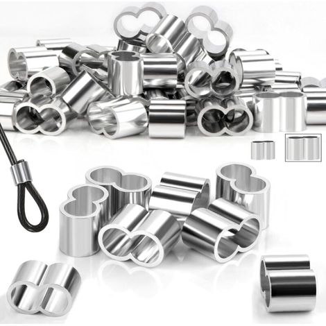 50 manchons, aluminium, double embouts, 8mm-9mm, câble acier, sandow, bâche (1/5)