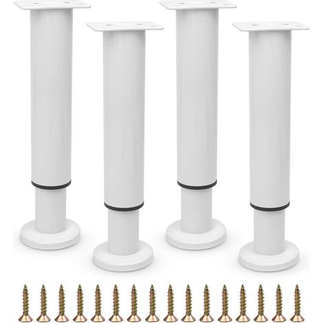 Bardusch-Pied De Lit Réglable En Métal - Liaison Pour Sommier, Armoire, Canapé - Très Résistant - Universel - 18-32Cm - Blanc - Lot De 4 (1/5)
