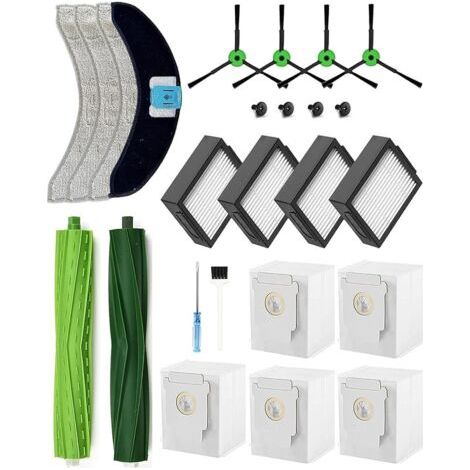 FENOPLASTICAFOREHILL 21 Pièces kit de Pièces Détachées pour iRobot Roomba Combo j7/j7+/j9/j9+/10 Max L&39aspirateur: 2 Brosses Principales, 4 Brosses Latérales, 4 Filtres HEPA, 6 Sacs à Poussière, 4 C (1/5)