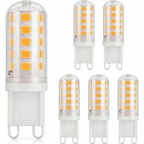 G9-LED-Lampe 3,5 W, 430 lm, entspricht 40 W Halogen, warmweiß 3000 K, 220–240 V, CRI 85, nicht dimmbar, energiesparend, Keramiksockel, Standard-G9-Sockel, 6er-Pack. Energieklasse D: (1/4)