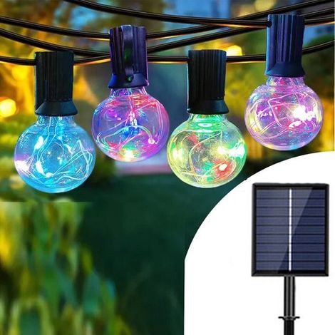 SOLAR-LICHTERKETTE FÜR DEN AUßENBEREICH, 30 LAMPENFASSUNGEN, 10 M RGB-LICHTER, WEIHNACHTSBELEU