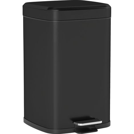 20L Stylish Black Metal Kitchen Trash Can - Modern Boxy Design for Home Use