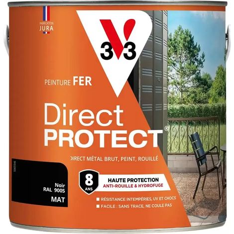 Peinture Glycéro Fer 8ans V33 Direct Protect Haute Protection Noir mat 2 L (1/3)