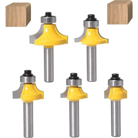 Lot De 5 Fraise À Arrondir De 8 Mm Queue Arrondi Coin Rayon Fraises Rondes Routeur Bits Round Over And Beading Edging Router Bit Avec Roulement Pour Le Travail Du Bois (1/5)