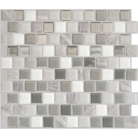 Selbstklebende Fliesen x4, 22,48x25,91cm - Smart Tiles Brixia Casoria Klebefliesen 3D Fliesenaufkleber für Bad & Küche (1/5)