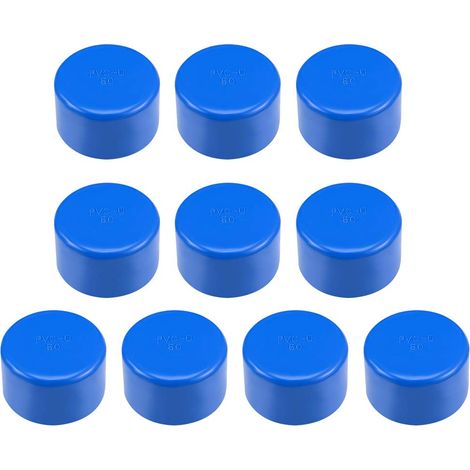 50mm Programme 50 PVC Tuyau Capuchon Raccord Embouts Antidérapants DWV Évent Vidange Irrigation Piscine Atténuation Son Bleu 10Pcs (1/5)