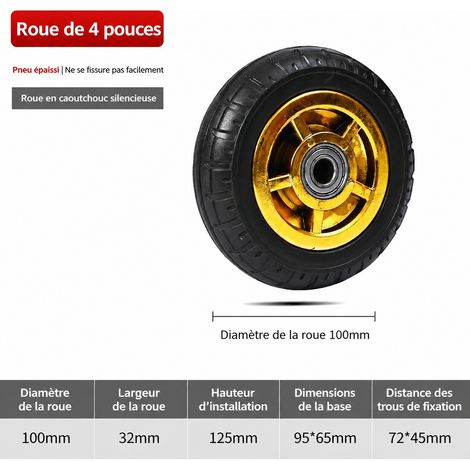 Roue simple 4 pouces 100 mm en caoutchouc doré silencieuse sans support 280 g doré 4 32 280 10 × 3,2 × 10,3 cm 280 g – Livraison gratuite