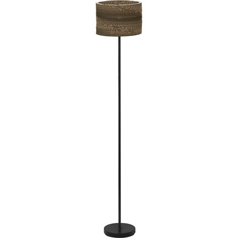 OSRAM Lampadaire Decor Cardboard Cylinder marron en carton ondulé, E27, 1600 mm de hauteur, abat-jour en matériau recyclé, durable grâce à sa source lumineuse remplaçable, montage simple (1/5)