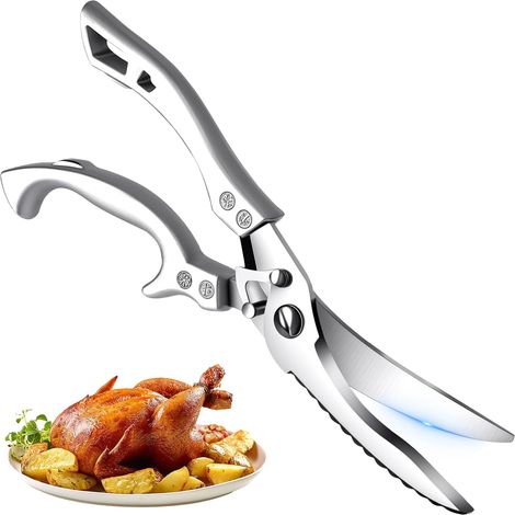 Küchenschere mit Edelstahlgriffen, professionelles Küchenzubehör für Huhn, Geflügel, Fisch, Fleisch, Gemüse