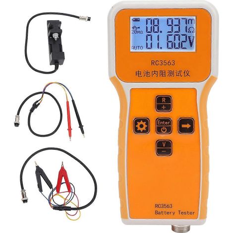Spannungs- und Innenwiderstandsmessgerät mit Messspitzen, Prüfklemme, Kabelhalter, LCD-Display und Batterietester (1 µF)