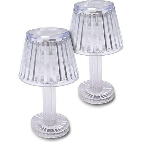 Mini lampe de table LED blanc chaud aspect cristal – Conique / 12 cm – Petite lampe de table moderne à piles – Lampe décorative d'ambiance aspect diamant sans fil (1/3)