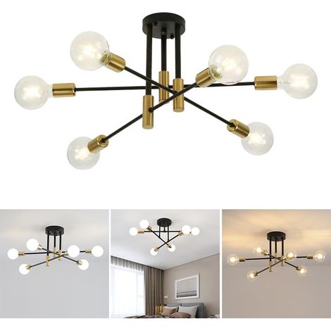 Lustre Spoutnik, éclairage suspendu nordique moderne du milieu du siècle, luminaire de plafond à 6 lumières (ampoule non incluse) (1/5)