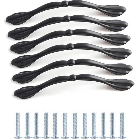 CCYKXA Pieces Black Kitchen Cabinet Handles, 128mm Hole Spacing, Aluminum Alloy Cupboard Handles, Perfect for Furniture Cabinets, Drawers, Wardrobes, Bedroom Closets