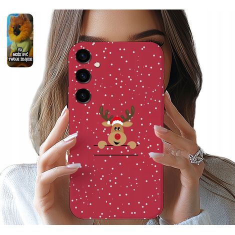 Custodia per Samsung Galaxy S24 con renne natalizie e Babbo Natale. (1/5)