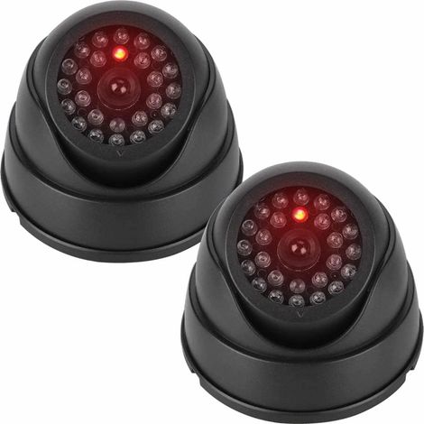 Articles, Caméra de vidéosurveillance factice dôme extérieure/intérieure étanche noire avec éclairage LED réaliste