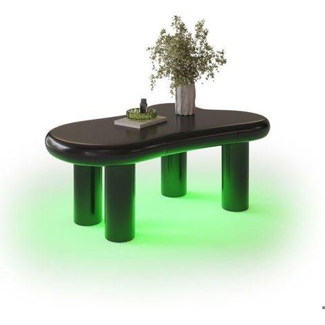 Table Basse avec Rangement effet noir forme nuage MDF éclairage LED 16 couleurs tiroir (1/5)
