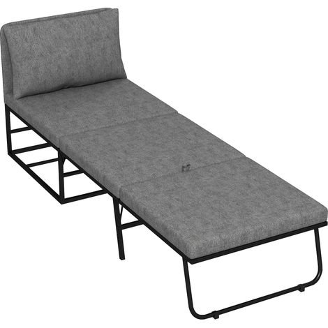 HOMCOM Poltrona Letto Singolo con Cuscino e Copertura Protettiva Grigio
