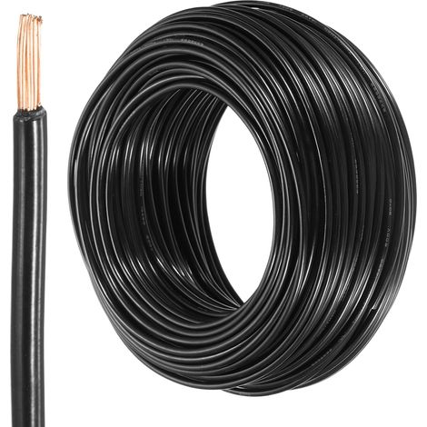 150 Feet Fil Electrique Isolé En Cuivre Toronné 14 AWG Câble De Raccordement THHN Câble Résidentiel, Industriel, De Mise À La Terre, Évalué Pour 600 Volts, Noir (1/5)