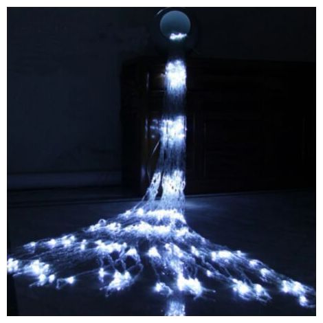 Guirlandes lumineuses Cascade LED Débit D'eau Effet De Neige Rideau Fée Suspendue Scintillant Débit D'eau Lumière pour Lampe Décor (3 × 2m,240leds,Blanc Froid) (1/5)
