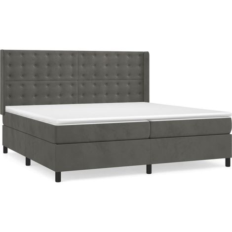 Maison Exclusive - Cama box spring con colchón terciopelo gris os (1/5)