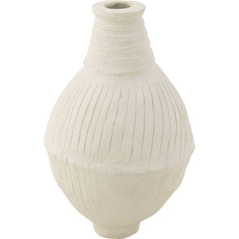 Vase en papier mâché blanc style artisanal élégant - Blanc naturel mat (1/3)