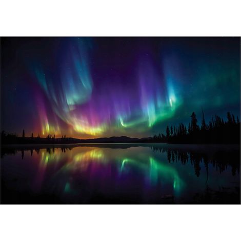 Fototapete Nordlicht Natur – Moderne Großformat Wandtapete 350x250 cm – Für Wohnzimmer & Schlafzimmer