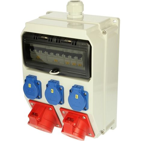 Distributeur mural Anif IP44 2x CEE 16/32, 3x prises Schuko, 5x LS