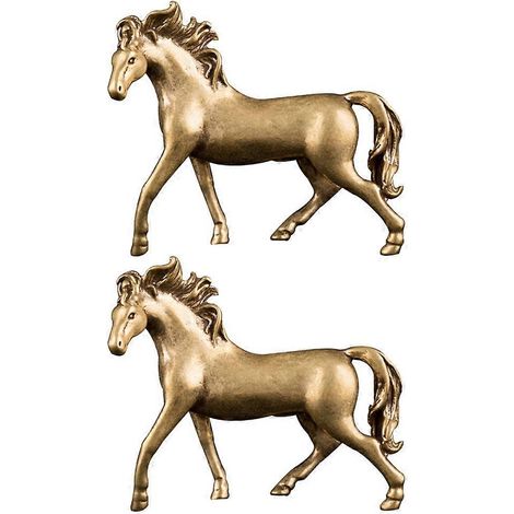 Lot de 2 statues de chevaux en laiton et cuivre, sculptures de chevaux, ornements de bureau, cadeau d'affaires-6.4X5.1X1.5cm-Golden (1/3)
