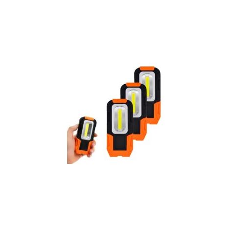 Linterna de trabajo LED COB de 3 W, linterna de bolsillo magnética portátil, funciona con 3 pilas AAA (B-Crezuo)