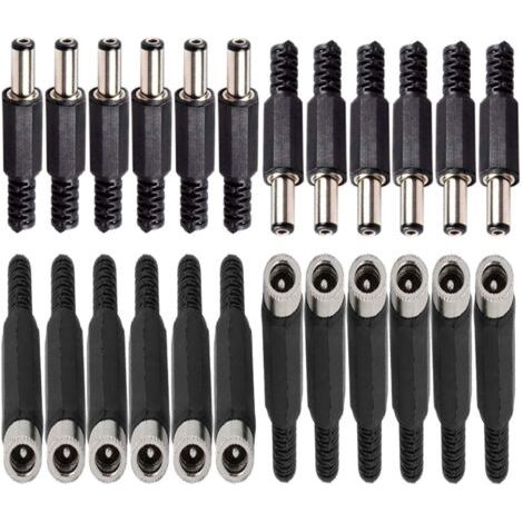 12 Pcs connecteurs DC Montage Panneau Prise 2,1mm x 5,5 mm/2,5mm x 5,5 mm,12 Prise connecteur Femelle 5,5 mm x 2,5 mm /2,1mm x 5,5 mm (1/3)