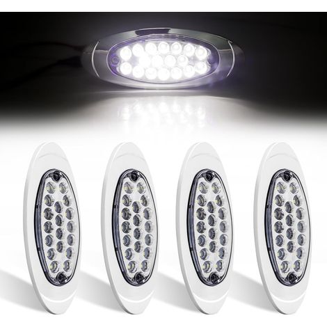 4PCS Feux de Gabarit 12V 24V,18LED Feu de Gabarit Remorque Feux Latéraux pour Remorque, Feux de Gabarit Camping Car 2 Modes(Blanc) (1/5)