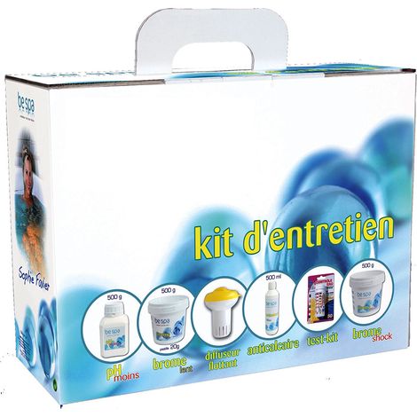 Kit d'entretien oxygène actif pour spa gonflable – pH moins 500g – Anticalcaire 500ml – Test-kit pH – Diffuseur flottant – Water Clip