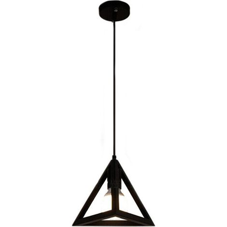 Lampadario da soffitto pendente a sospensione a forma di triangolo 3d stile geometrico portalampada e27 nero (1/5)