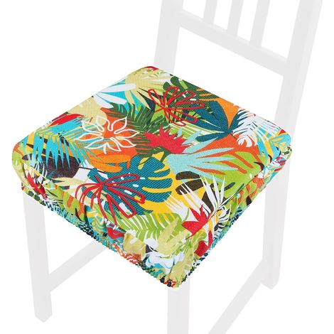 Cuscino Sedia Cotone Sfoderabile Morbido Lavabile Fascia Elastica Coprisedia Palme Colorate