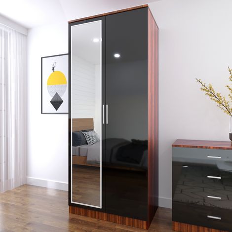 ELEGANT 2 Door Double Wardrobe Storage with Hanging Rail Shelf Bedroom Furniture (1/5)