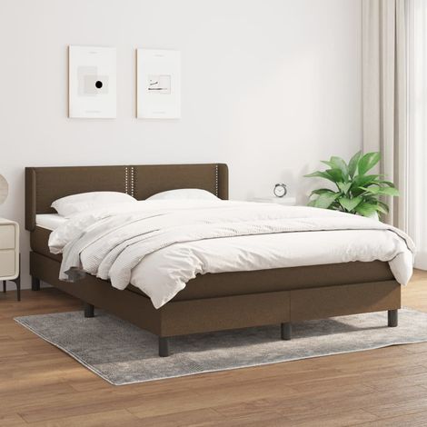 Sommier à lattes de lit avec matelas Marron foncé 140x190 cm (1/5)