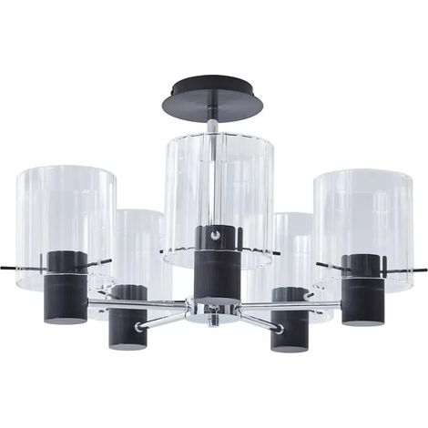 [NEUWERTIG] B-Ware Lucande Deckenleuchte Lampe Eirian Glas Schwarz Wohnraum Beleuchtung E27