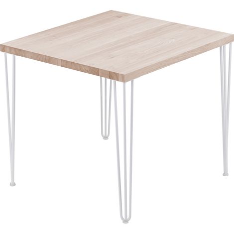 LAMO Manufaktur Esstisch Küchentisch, 60x60x76 cm (AxBxH), Creative, Roh / Weiss, LBG-01-A-001-9016Cr