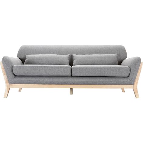 Divano scandinavo 3 posti grigio piedi legno YOKO