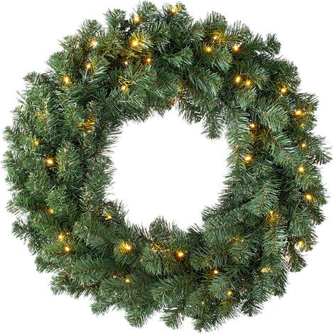 Guirlande De Noël Artificielle - 40 Cm - Branches De Sapin Vert En PVC Avec Lumières Blanches Intégrées - Pour Porte D'Entrée Fenêtre Ou Cheminée - Intérieur Extérieur (1/5)