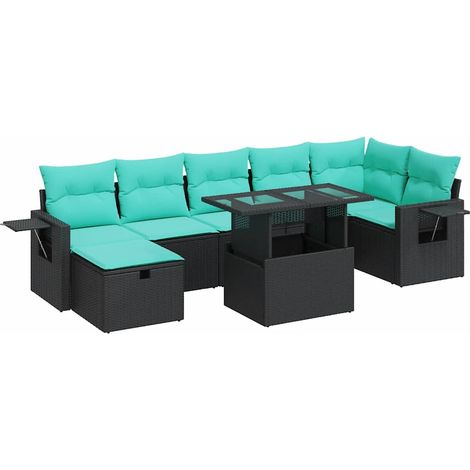 Maison Exclusive - Set Divano da Giardino 8pz con Cuscini Grigio Polyrattan Acacia (1/5)