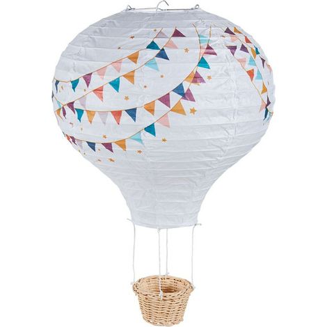 Suspension enfant montgolfière en papier blanc – Dimensions 30 x 30 x 45 cm – Décoration légère pour chambre d'enfant – Ostaria (1/5)