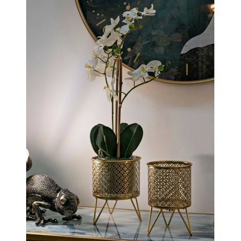 Objets Mormorolo, Complément de décoration, Article décoratif, Accessoire de décoration, 16x16 h20 cm, Or