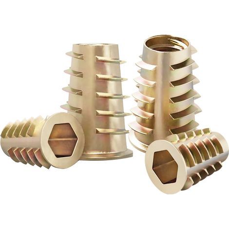 20 Stück Sechskantmuttern mit Gewinde, M5 x 10 mm, Flachkopfgewinde, leiterförmige Gewindeeinsätze für Holzmöbel (1/5)