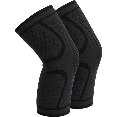 Genouillère De Compression - Tricotage 3D Respirant - Bordure Silicone Antidérapante - Pour Course Cyclisme Randonnée - Lot De 2 Pièces (1/5)