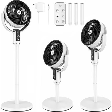Ventilateur sur Pied Sans Fil Silencieux, Rechargeable, Moteur DC, 10 Vitesses, 80° Auto + 90° Manuel, 110cm, Minuterie 10H, Aromathérapie, Veilleuse LED, Télécommande, Chambre, Salon, Camping, Bébé
