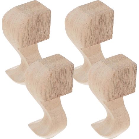 Pieds de meubles en bois massif, pieds de table en bois, ensemble de 8 pieds de meubles (1/5)