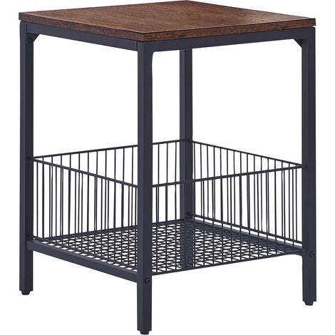Tavolino in legno scuro truciolato nero 55 cm cestino Kenner (1/5)